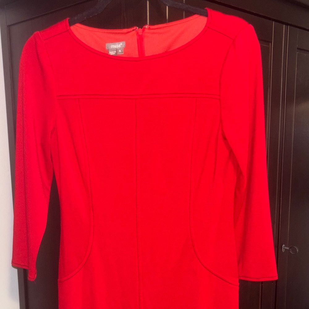 Muse Radiant Red Long Sleeve Dress